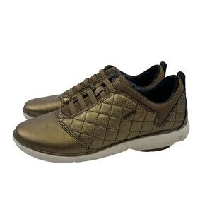 Geox Respira Nebula Slip On Sneaker Bronze Leather Quilted Breathable Womens 8